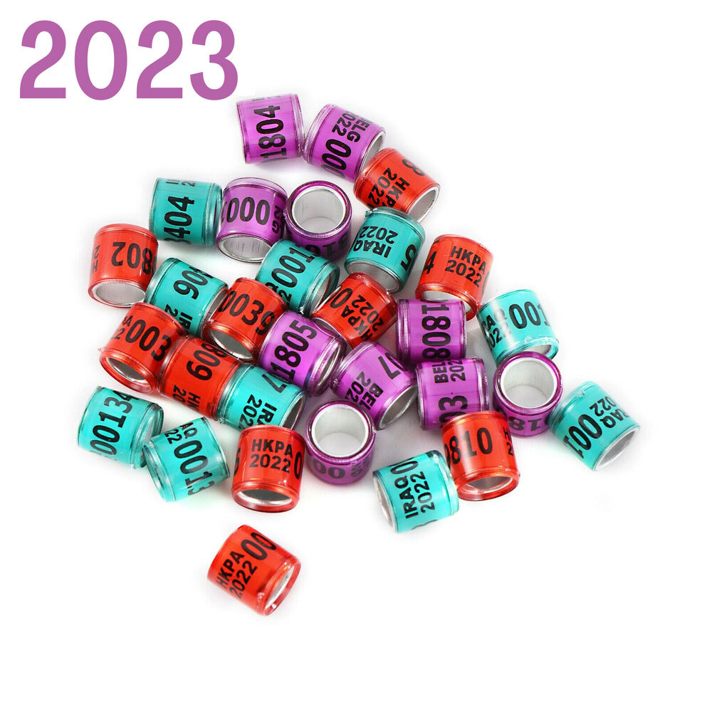 100Pcs For 2023 Racing Multicolor Pigeon Rings Leg Bands ARPU Bird Foot Ring 8mm