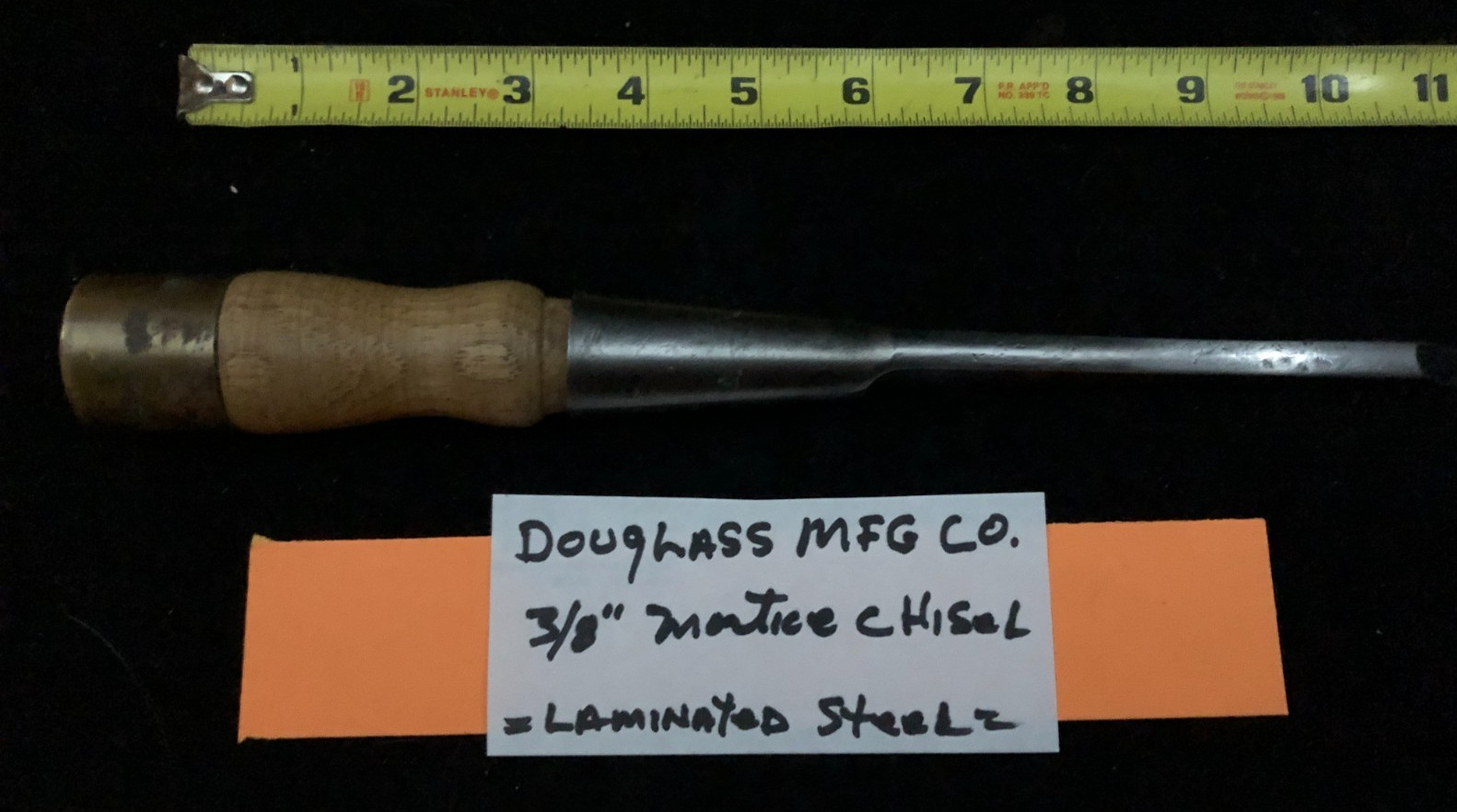 Vintage Douglass Mfg Co 3/8" Socket Mortice Wood Chisel Lam. Steel