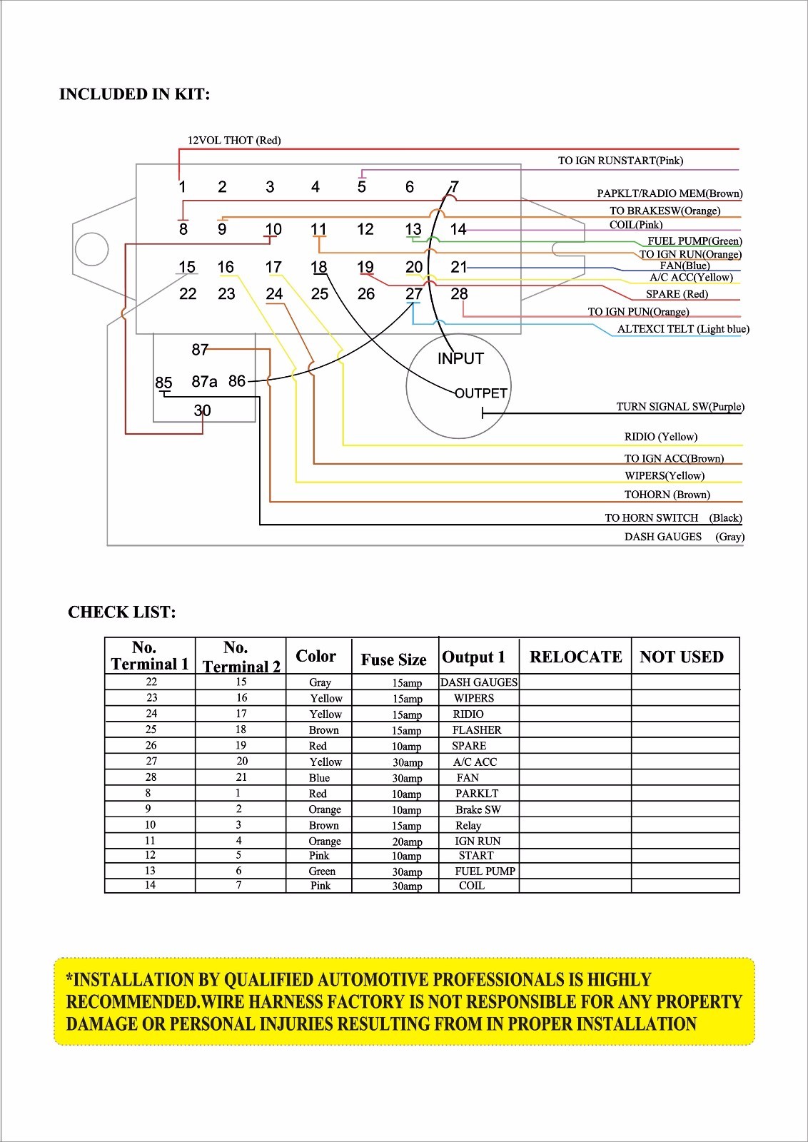 12-14 Circuit Universal Wiring Harness Muscle Car Hot Rod Street Rod XL Wires