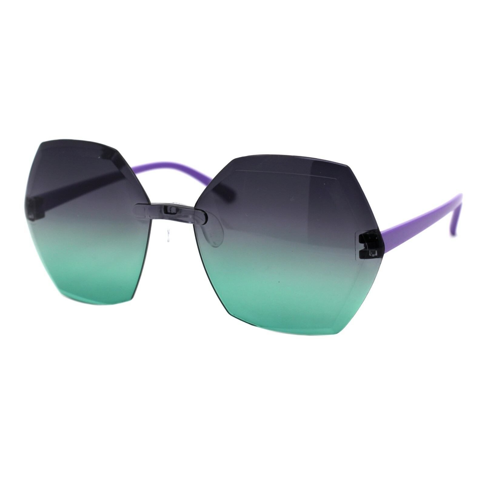 Girls Fashion Sunglasses Stylish Oversized Rimless Hexagon Shape Shades