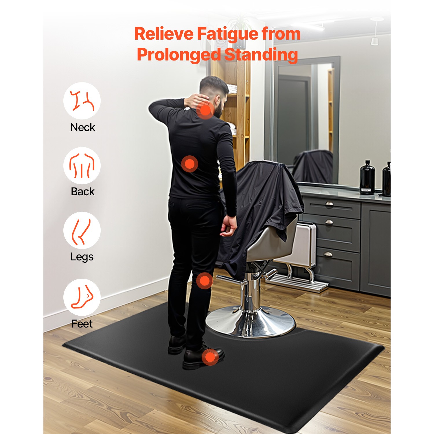 Salon Mat for Hair Stylist 3 x 5 FT Rectangle Salon Chair Mat 7/8" Thick