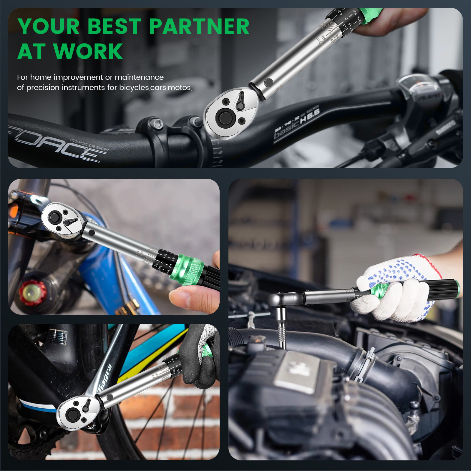 32 PCS 1/4" Drive Bike Bicycle 2.5-20NM Torque Wrench Spanner Tools W/ Hex Bits