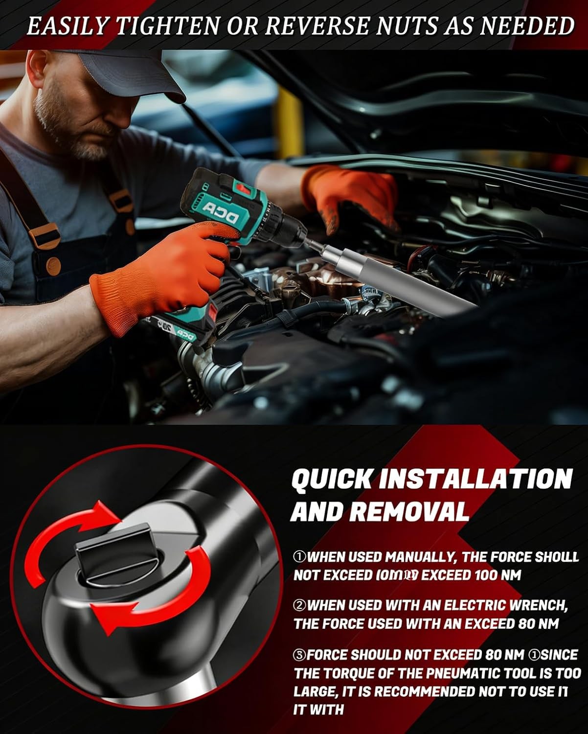 1/2" Offset Extension Wrench Impact Ratchet Extender for Electric Drill 3/8" 1/4