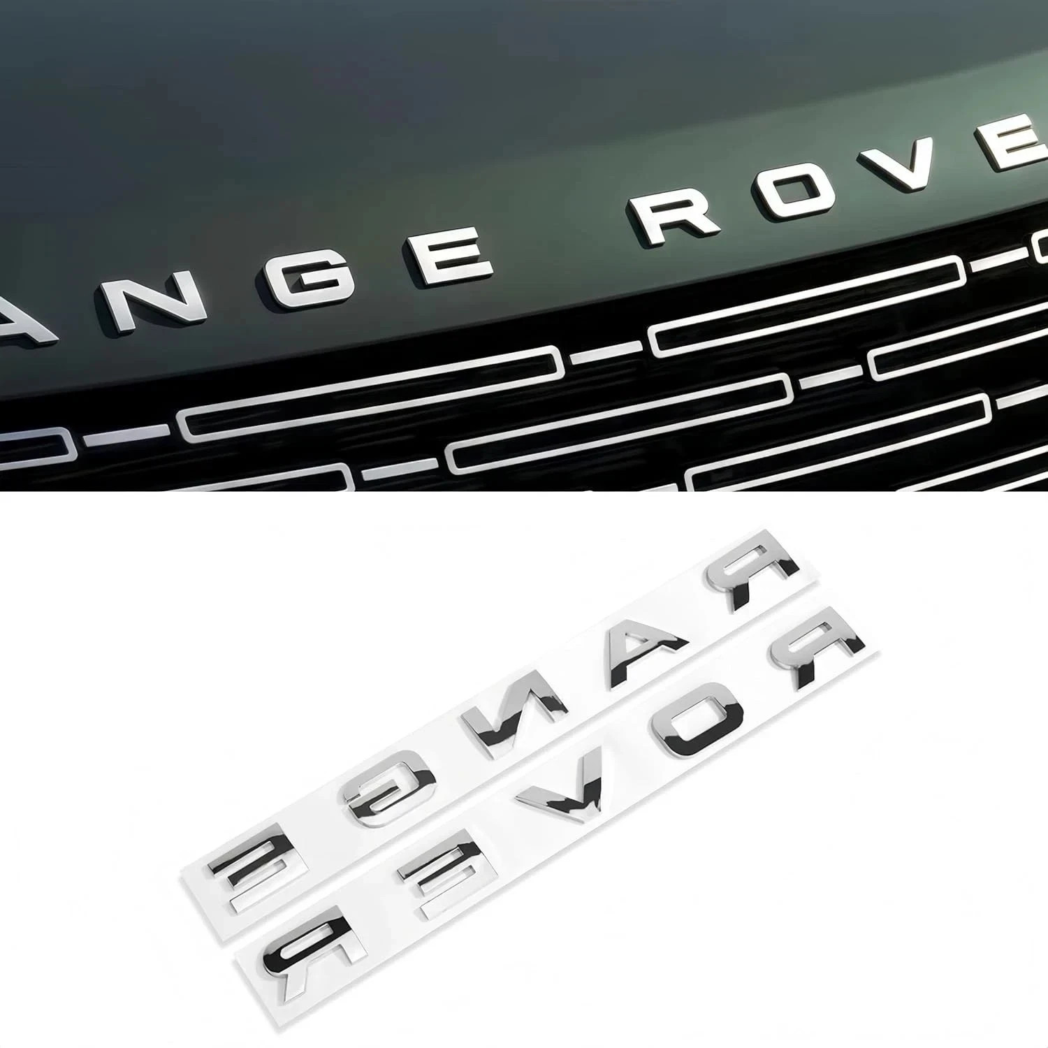 Range Rover Gloss silver ABS Emblem Replacement Badge for Front Hood & Trunk