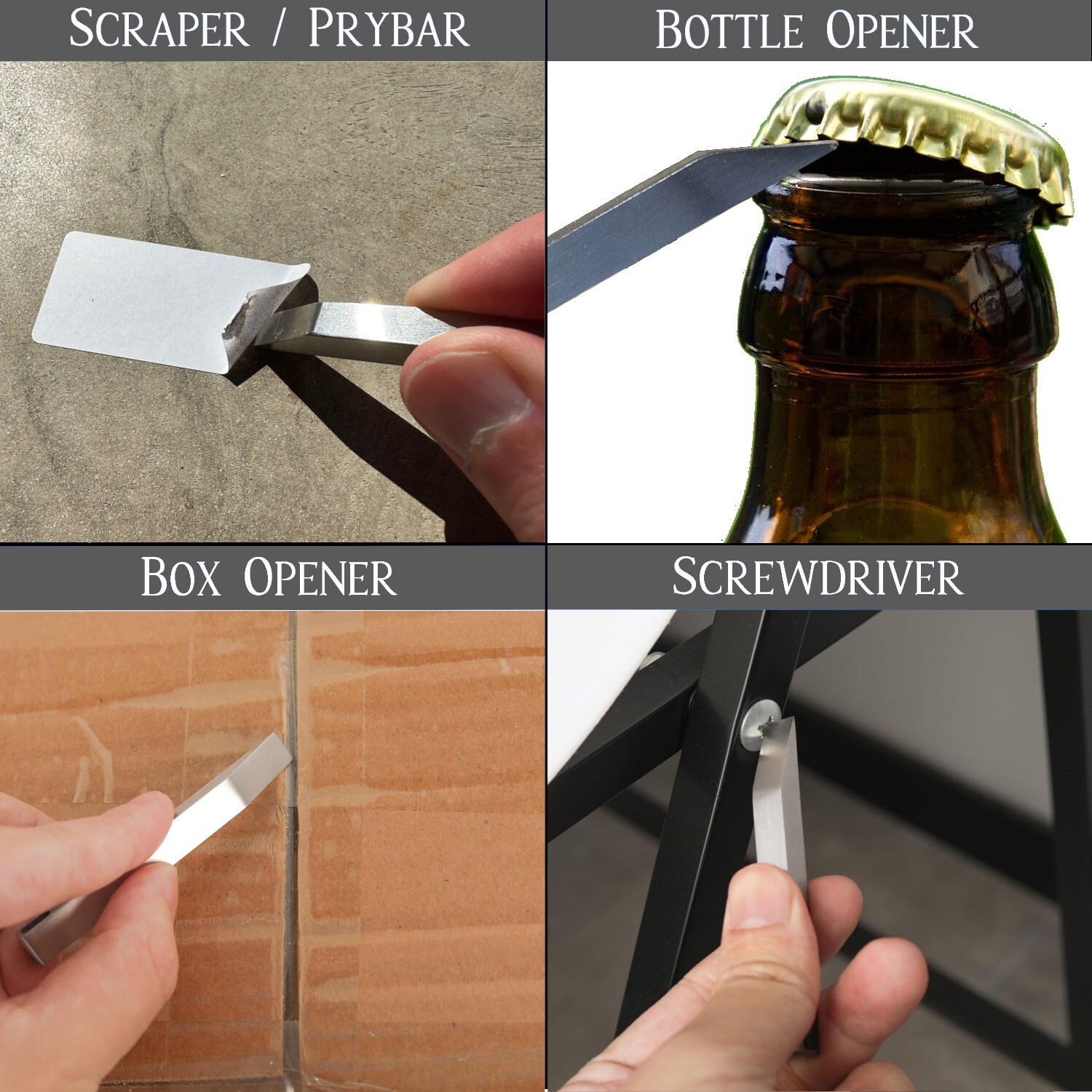 EDC Stainless Steel Pry Bar 2 Pack - Heavy Duty Mighty & Mini Keychain Prybar