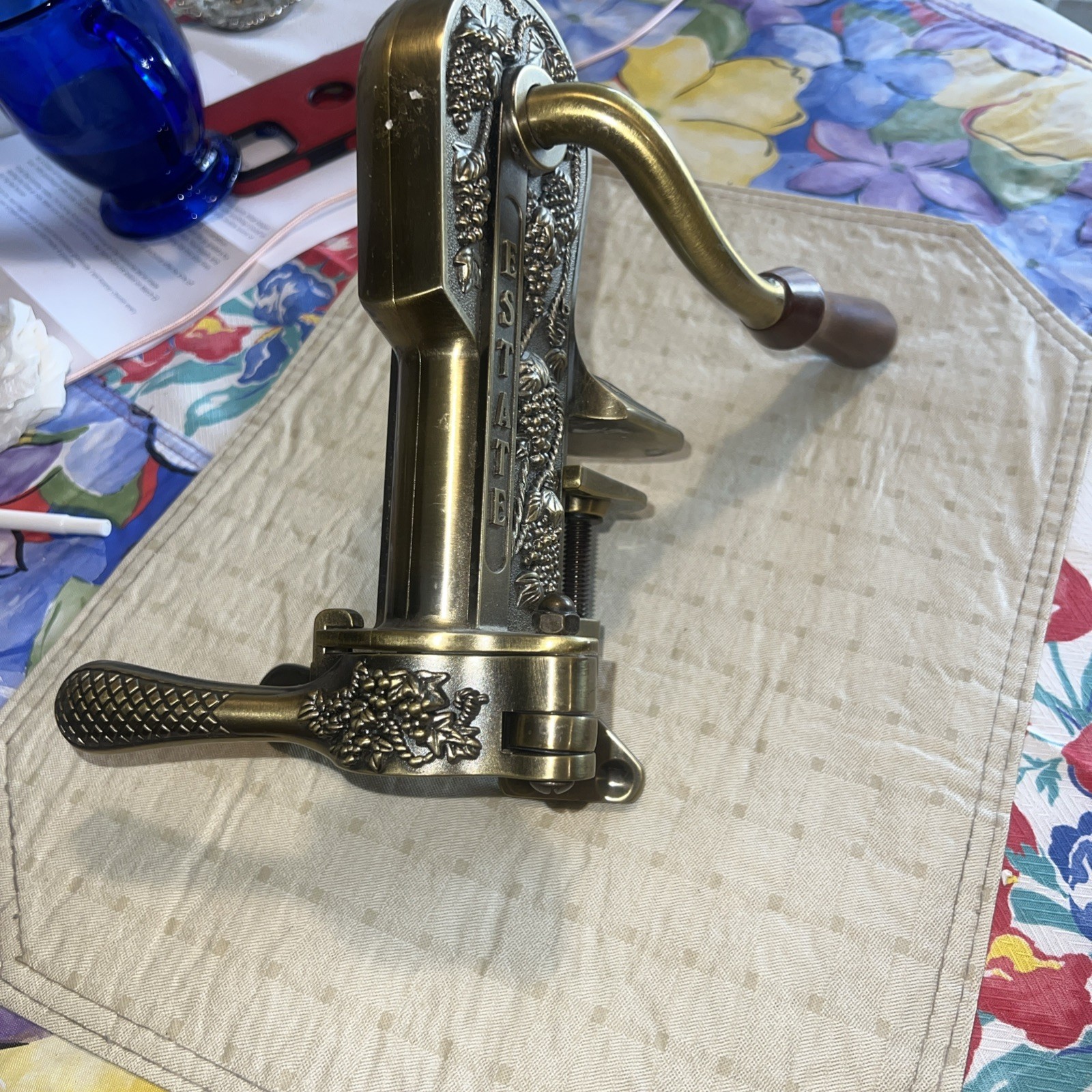 Roger Estate "LEGRAPE" Brass Table Top Corkscrew Wine Opener -- RARE VARIATION