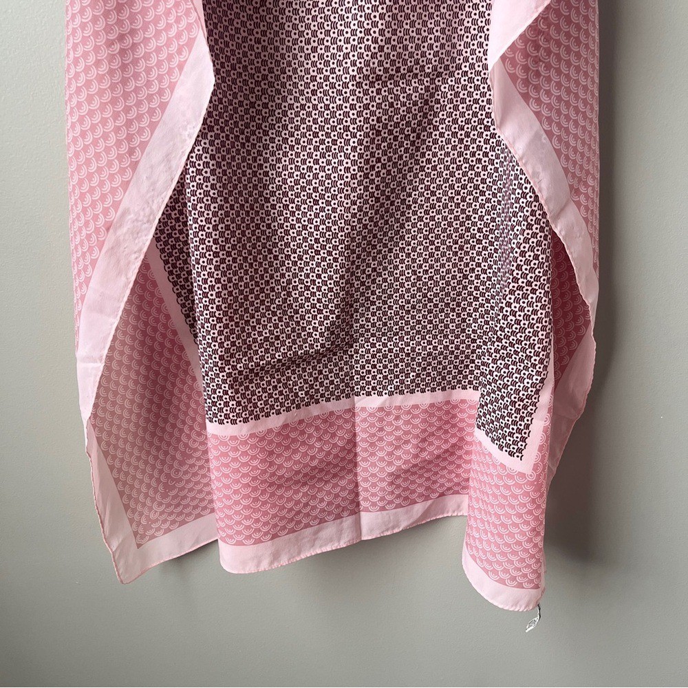 Vintage Scarf Square Retro Mod Feminine Spring Pink Burgundy Classic Office 70s