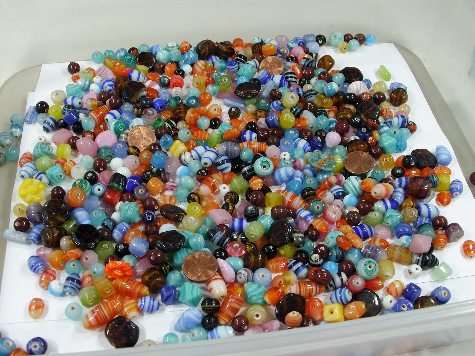 2 Pounds Assorted Shapes and Sizes India Handmade Multicolor Glass Beads (D-8) ⭐