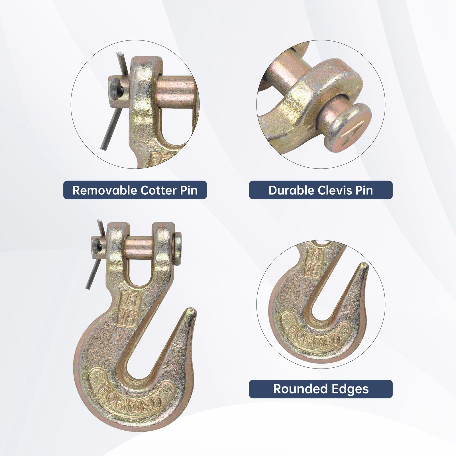 10 Pack G70 5/16" Clevis Grab Hook Tow Chain Hook Flatbed Truck Trailer Tie Down