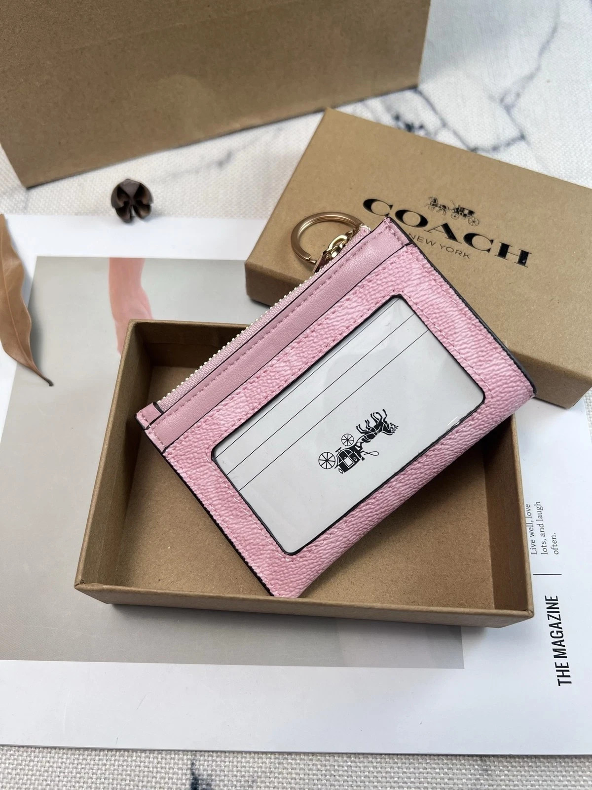 NWT COACH Mini Skinny Id Case In Signature Canvas With Print CW870