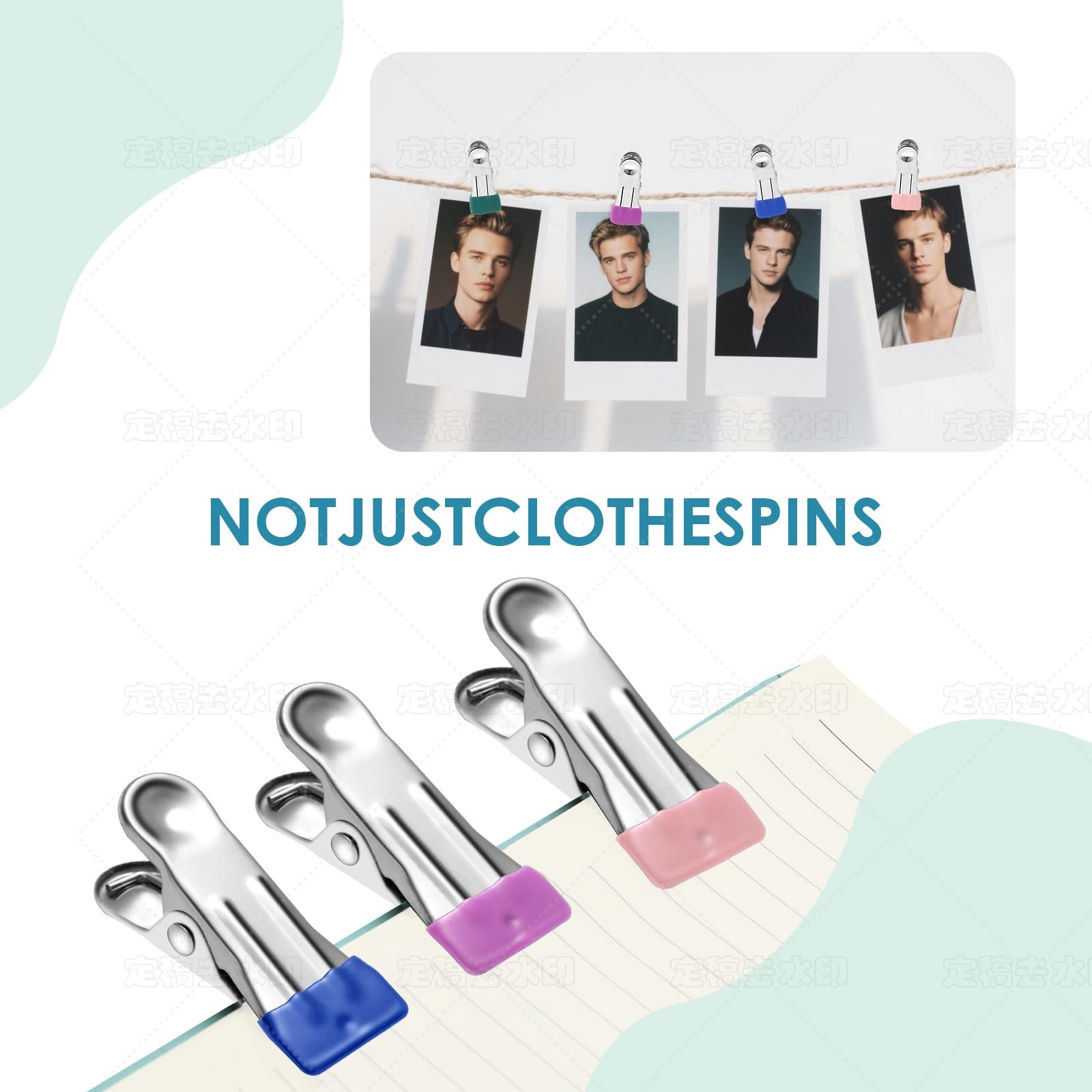 36 Pack Heavy Duty Clothes Pins, 2.17-Inch Stainless Steel Chip Clips, Multip...