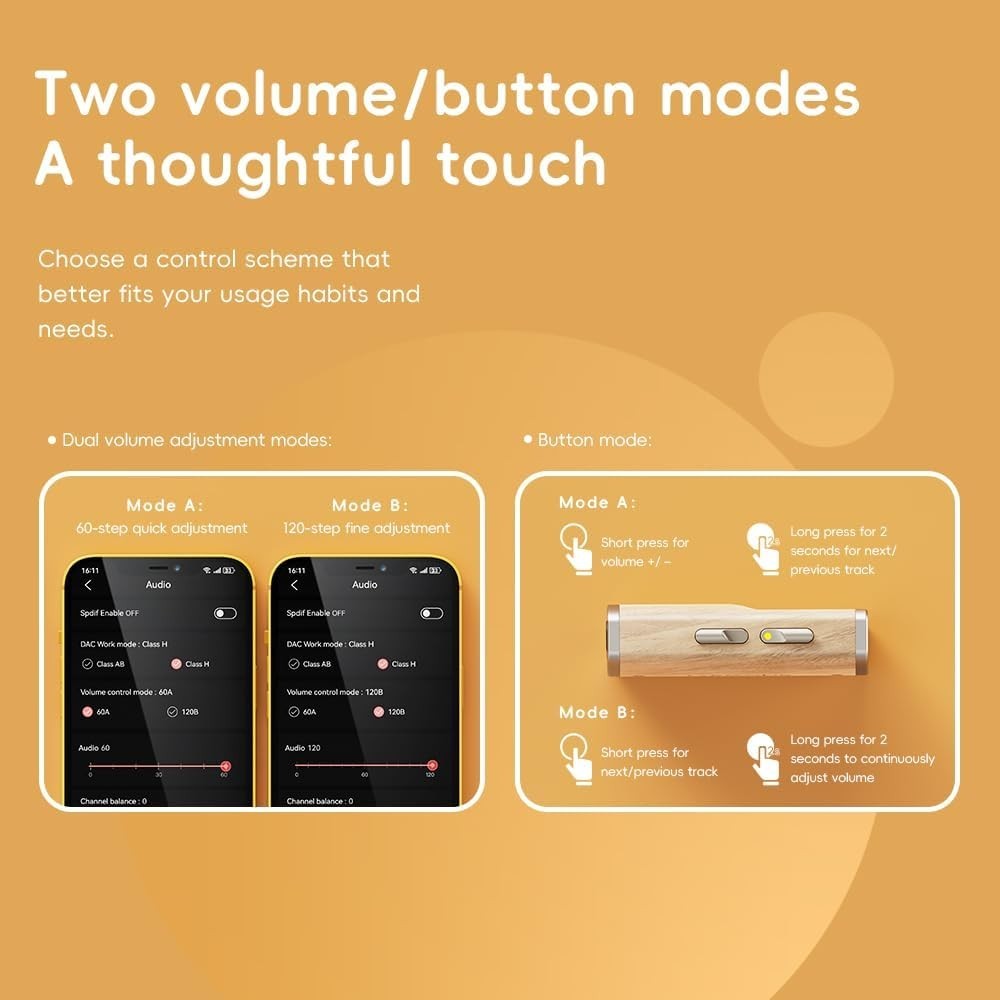 FiiO/Snowsky Melody Headphone Amp Portable DAC, w/3.5&4.4mm,10-Band PEQ (Walnut)