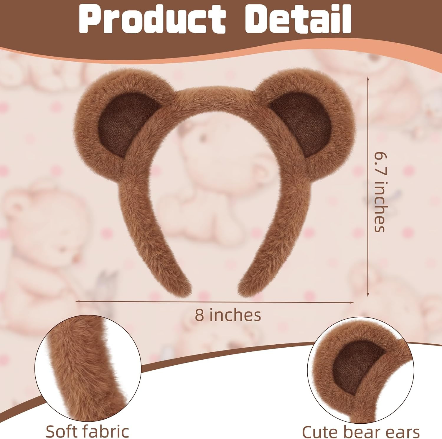 4 PCS Bear Costume Accessories Set Bear Ears Headband and Tail Bear Nose Bowtie