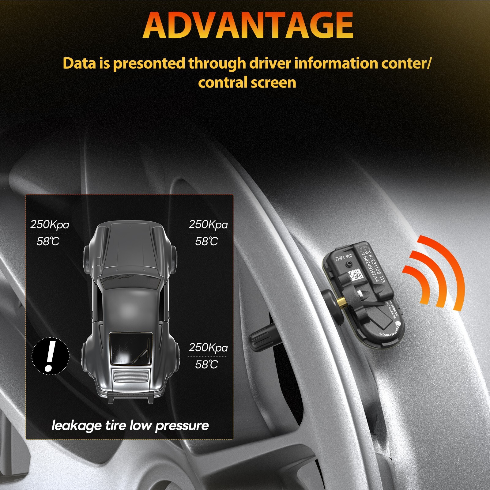 4x Tire Pressure Sensor TPMS For Mopar OEM 68249197AA Dodge Ram 1500 2500 3500