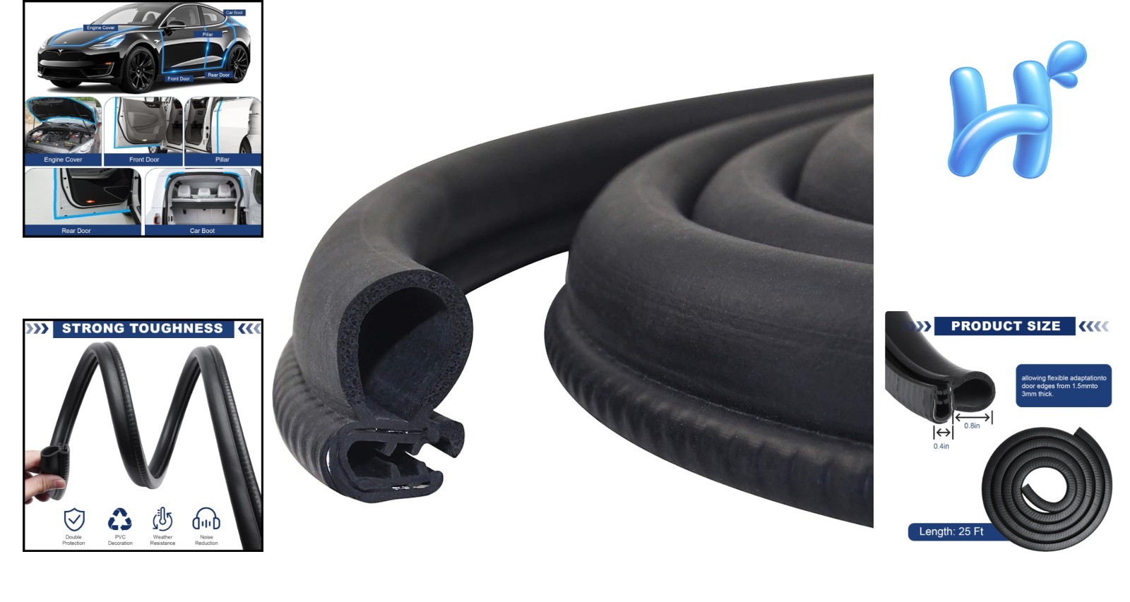 25Ft Multi-Purpose Door Weather Stripping - Noise Reduction & Easy Installation