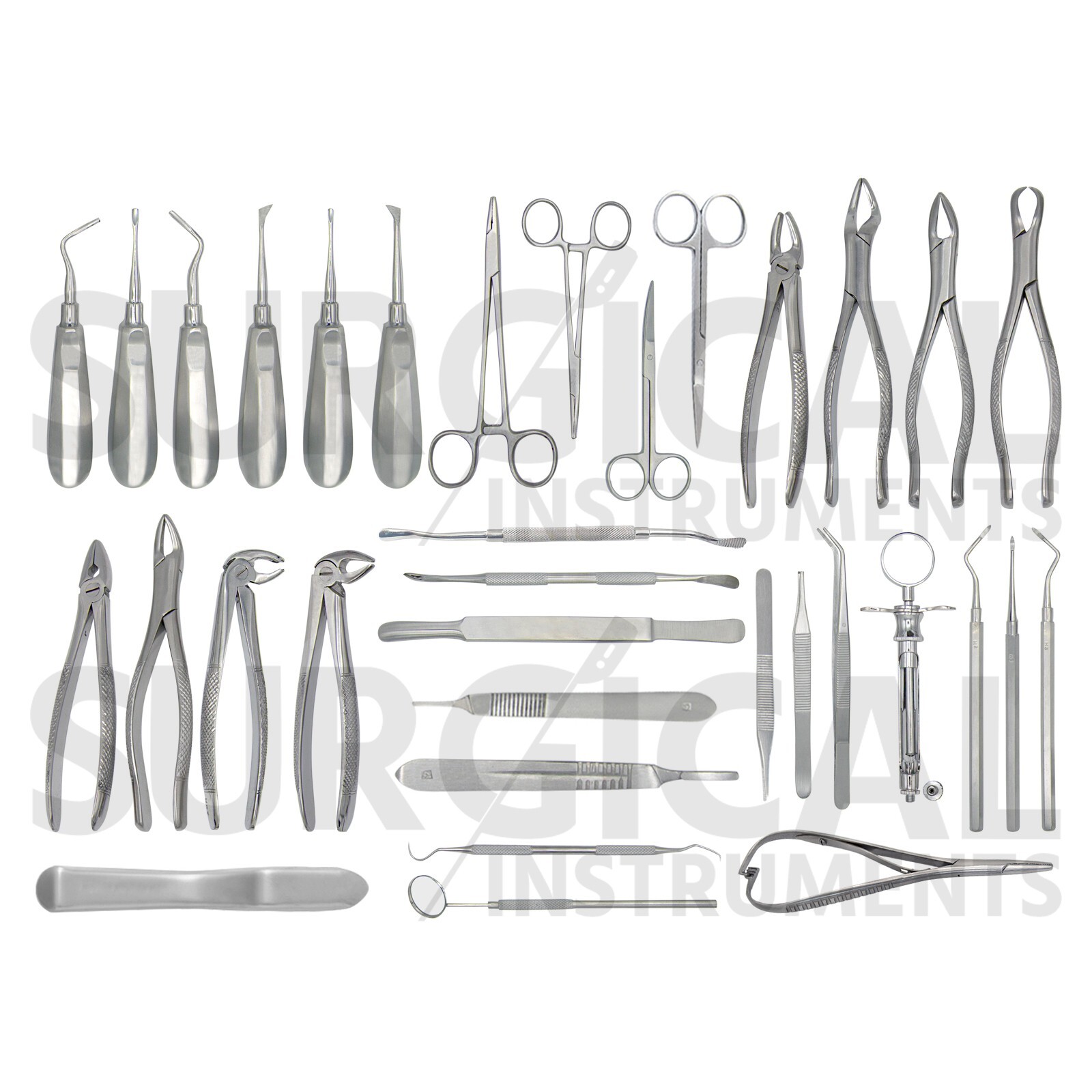 34 Pcs Oral Dental Extraction Surgery Extracting Elevators Forceps Instruments