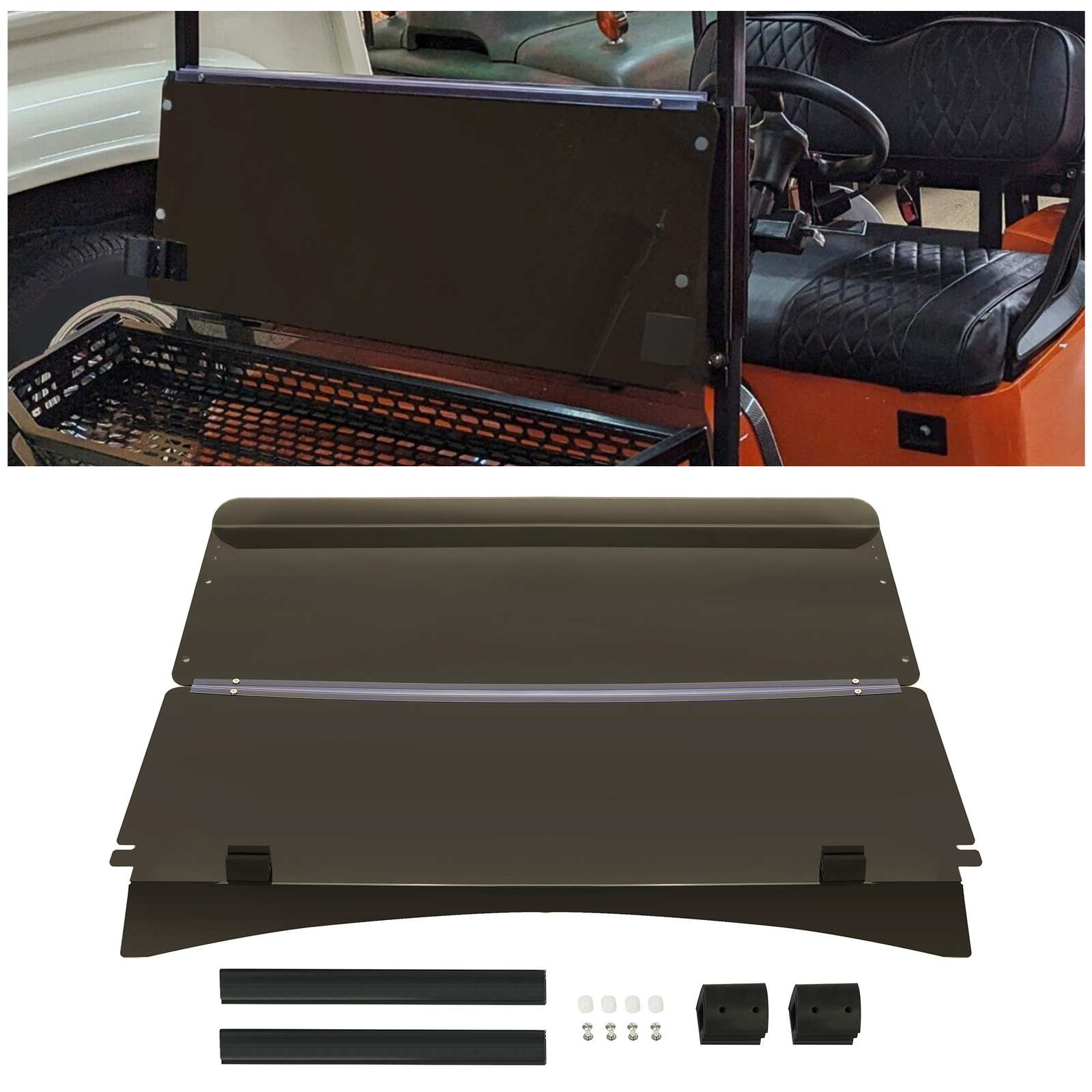 For EZGO TXT 2014-UP Golf Cart Fold Down Folding Tinted Windshield Windscreen