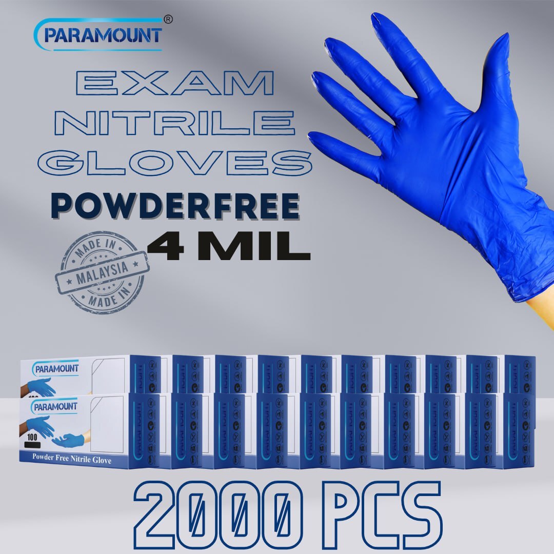 PARAMOUNT® Exam Nitrile Gloves Indigo Blue Powder Free 4mil 1000 PCS