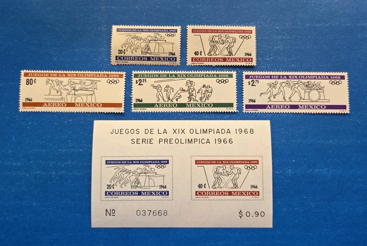 Mexico Stamps, Scott 974-975a, C318-C320 Complete Set MNH