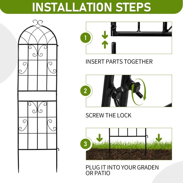 2 Pack 16" x 61" Rustproof Iron Garden Trellis