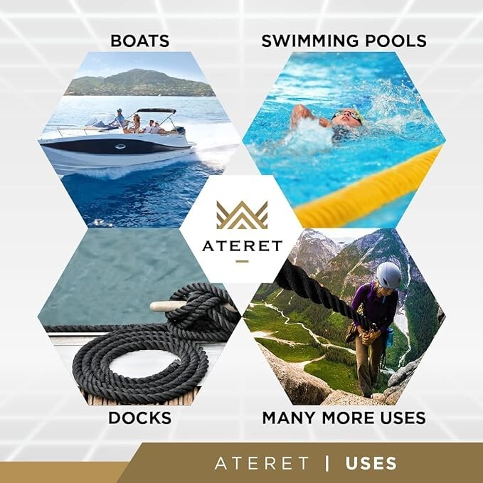 ATERET Twisted 3-Strand Black Polypropylene Rope Monofilament ALL SIZES