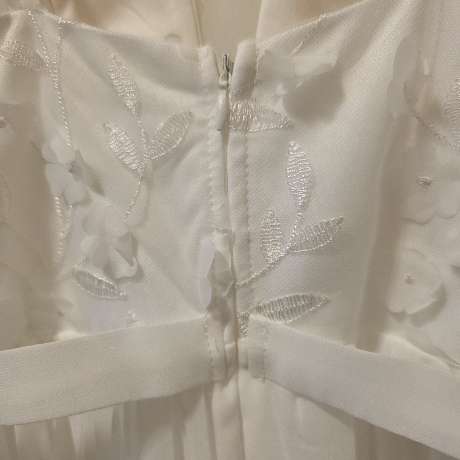 Wedding Dress Slim Straps Floral Embellished V Neck Slit On Left Side