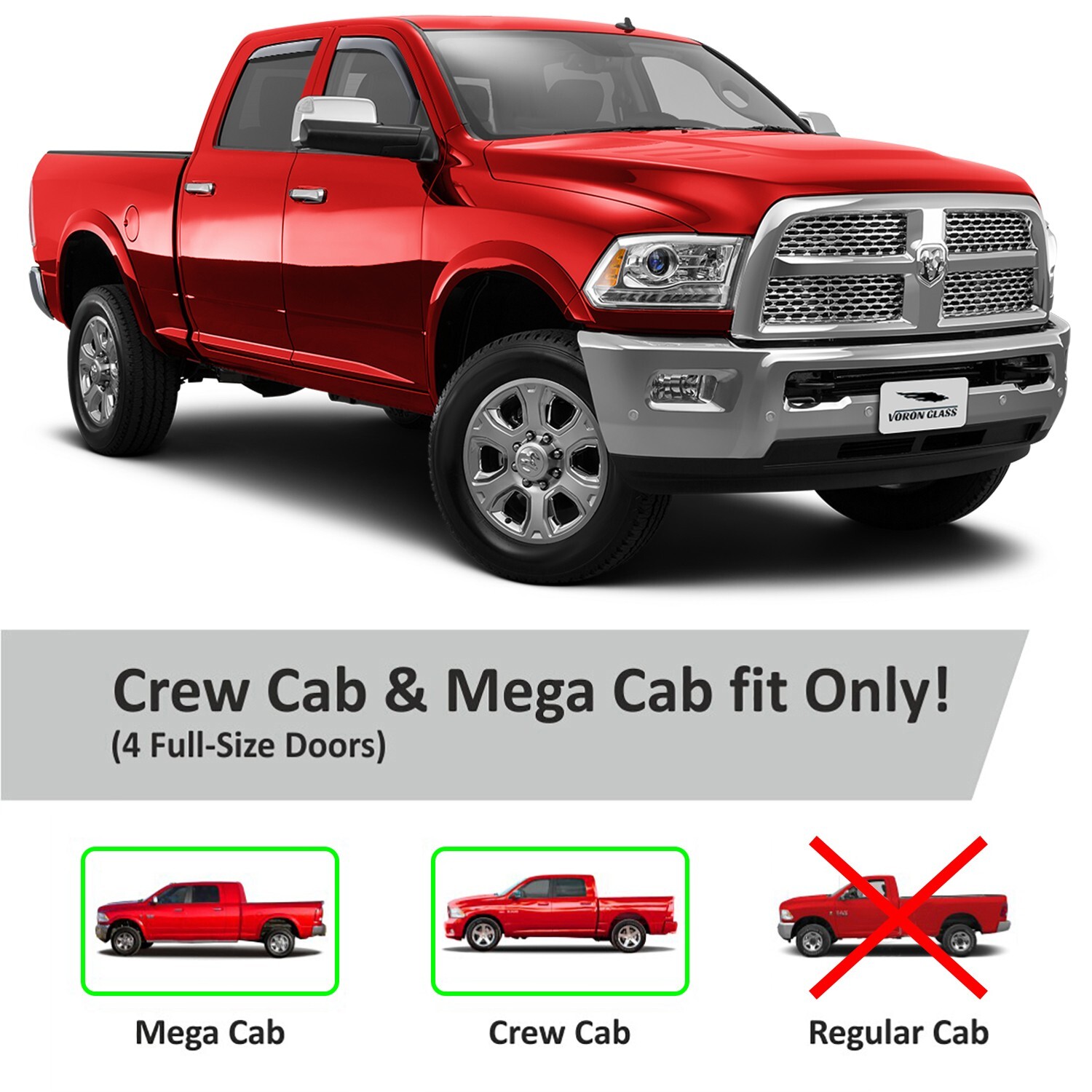 Rain Guards Vent Visors Shade for 2011-2024 Dodge Ram 2500/3500 Crew Cab