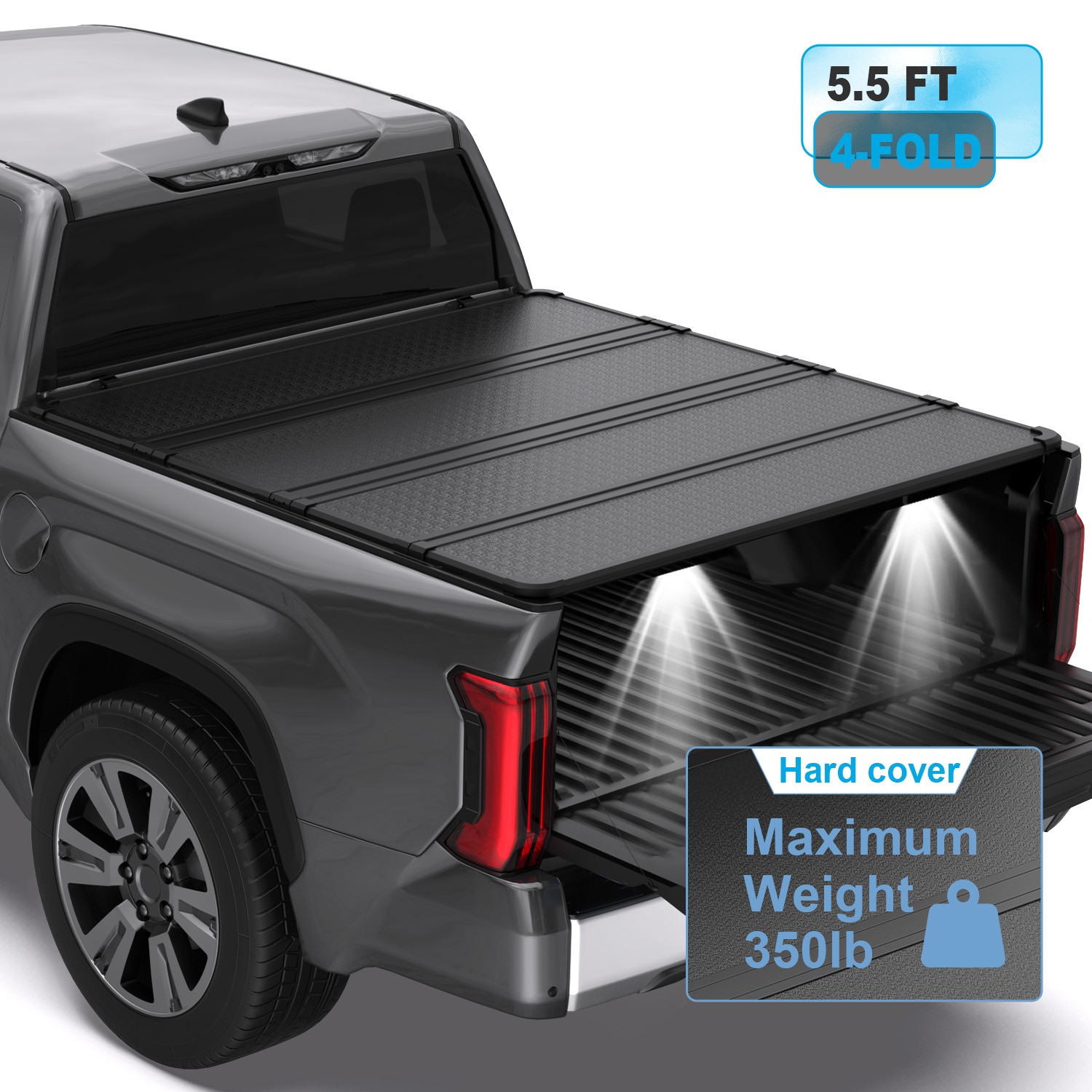 5.5FT 4-Fold Hard Tonneau Cover For 2014-2026 Toyota Tundra Truck Bed Cover