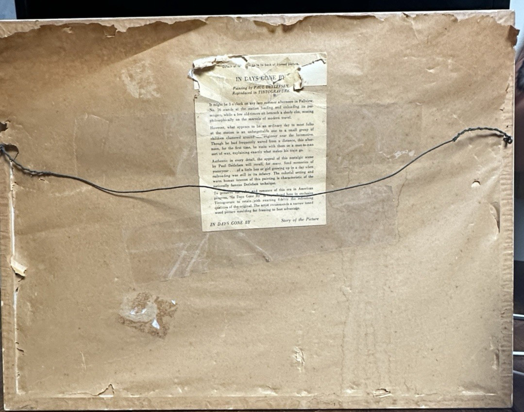 VTG Paul Detlefsen "In Days Gone By" Framed Print 13" x 17" Train Steam Engine