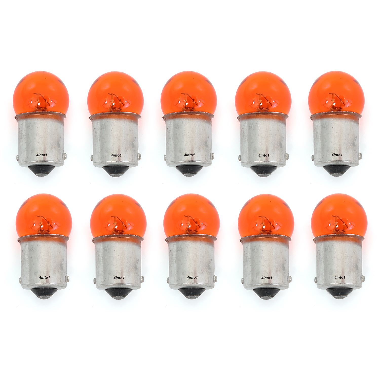 Set of 10 Mini 1156 Turn Signal Bulbs - Single Filament - Amber