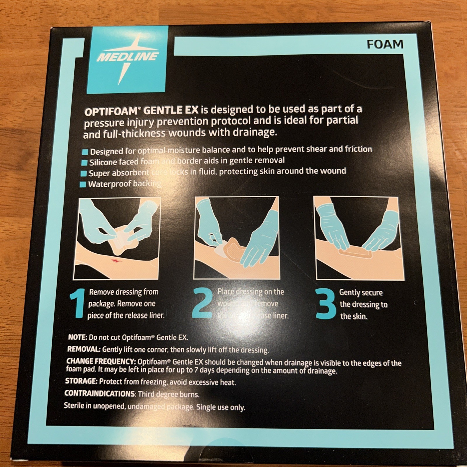 Medline Optifoam Gentle Silicone-Faced Foam Dressing 6" x 6", Box of 10