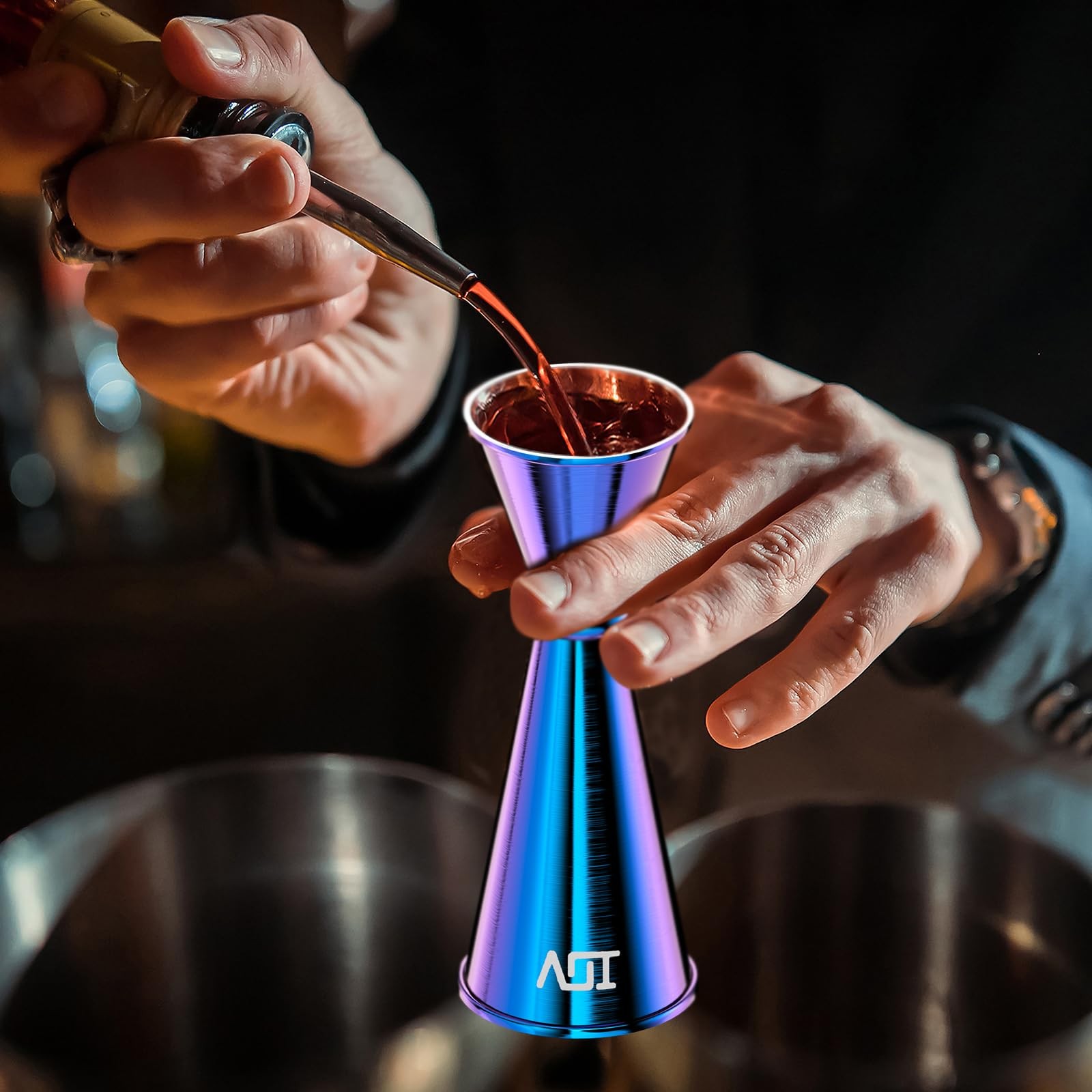 IOV Jigger for Bartending, Professional Double Cocktail 1/2oz, Rainbow