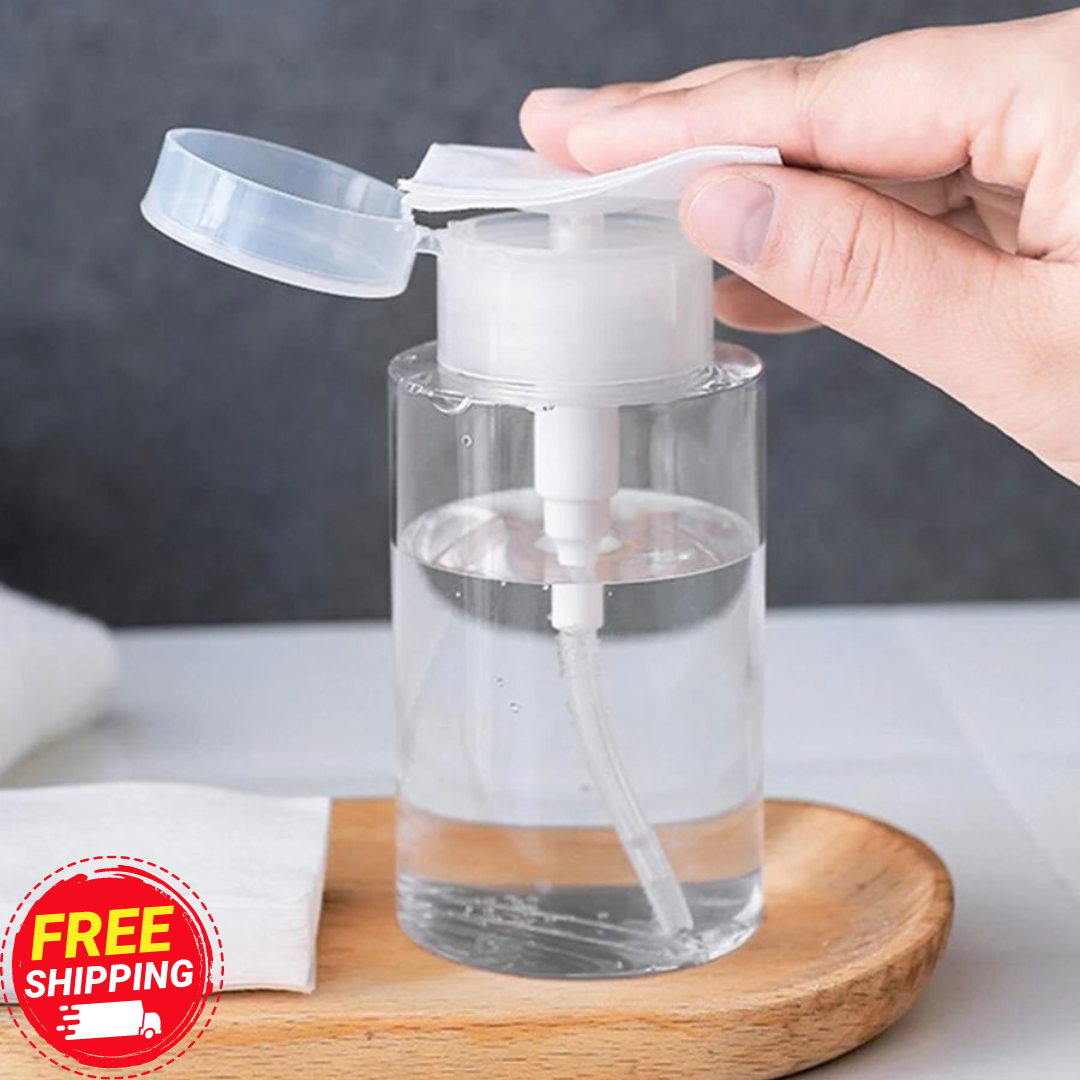 Push Down Empty Liquid Pumping Bottle Dispenser for Nail Polish & Makeup Remover