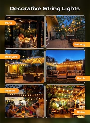 50-200FT Outdoor 2700K LED String Lights Patio Lights, ST38 Shatterproof