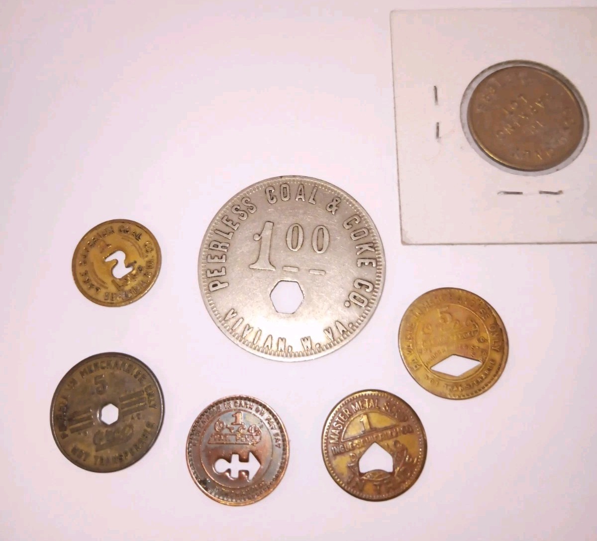 Vintage Wva Coal Script Tokens / Coins Money
