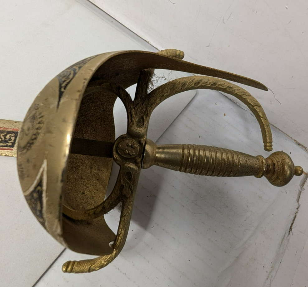 Vintage Brass & Metal Spanish Style Cutlass Sword 40 1/2 " Long