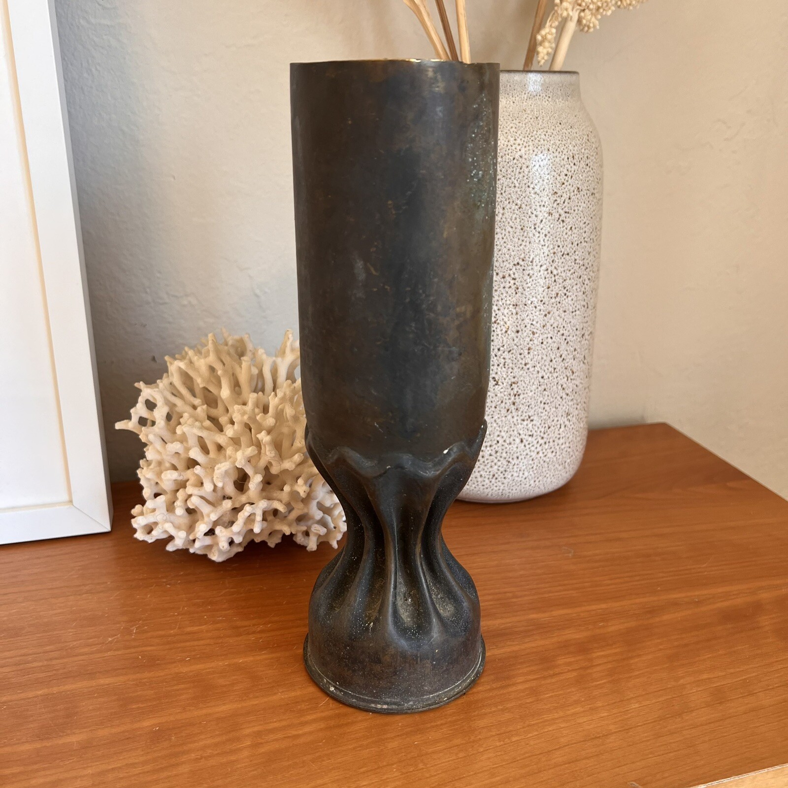 Rare WW1 Trench Art U.S. Army WWI Military Artillery 75mm Shell Case Vase