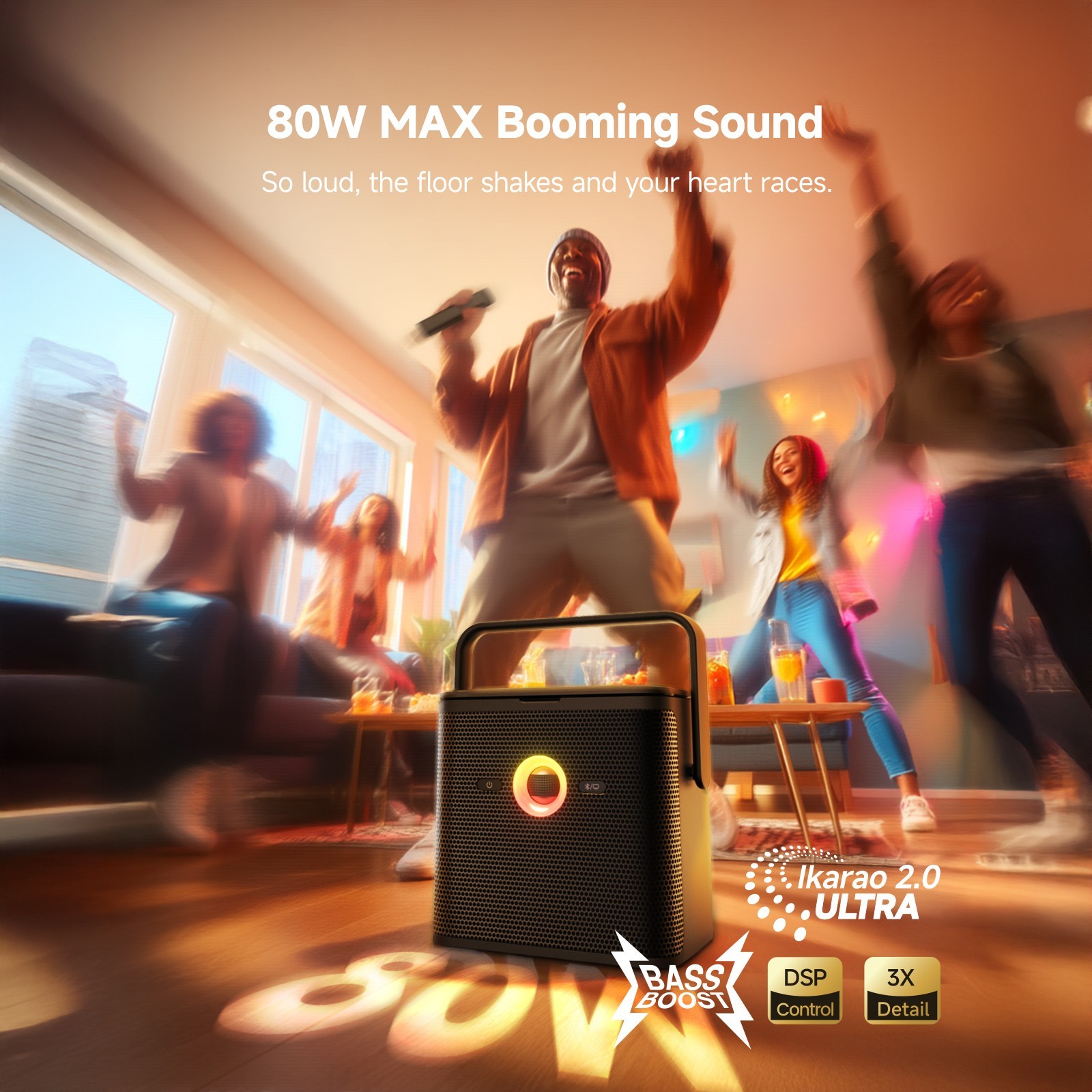 Ikarao Karaoke Machine for Adults, 32GB Karaoke Tablet, 80W Bluetooth Speaker