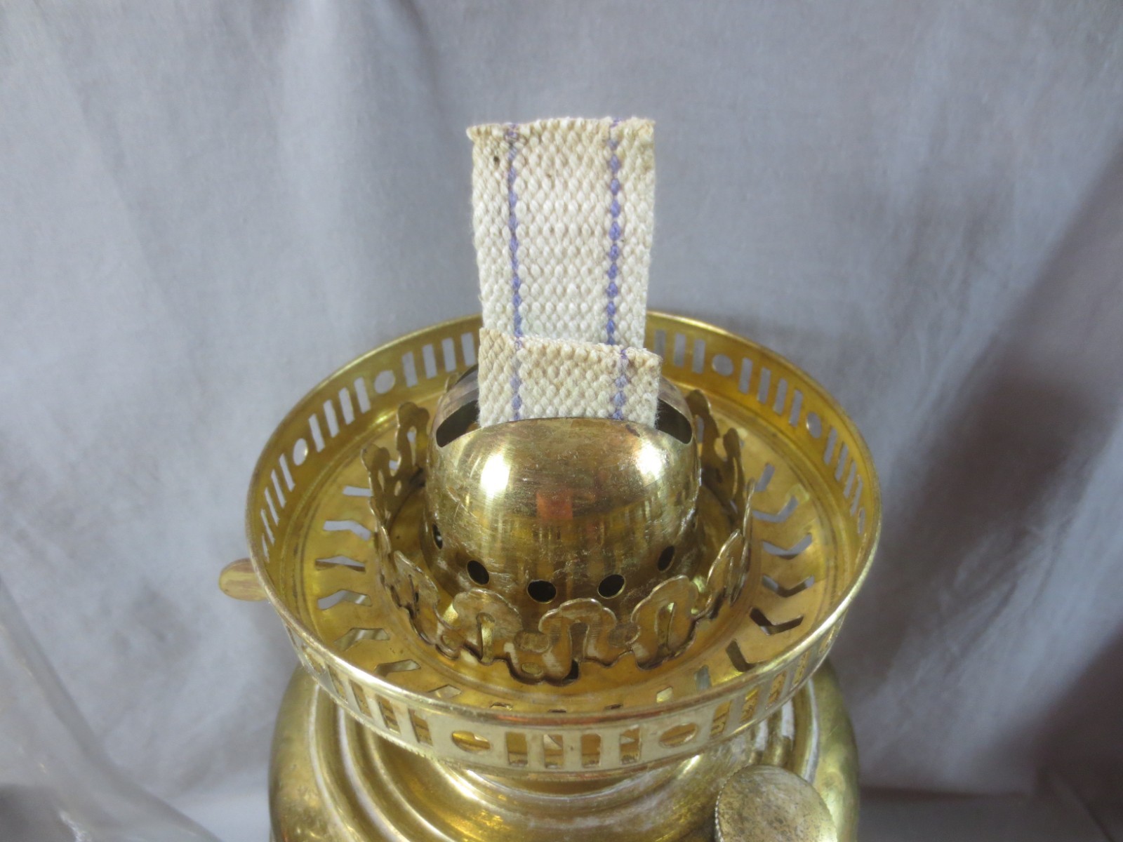 Vintage Made In England Brass Duplex Oil Lamp And Chimney Shepards Hut Lamp