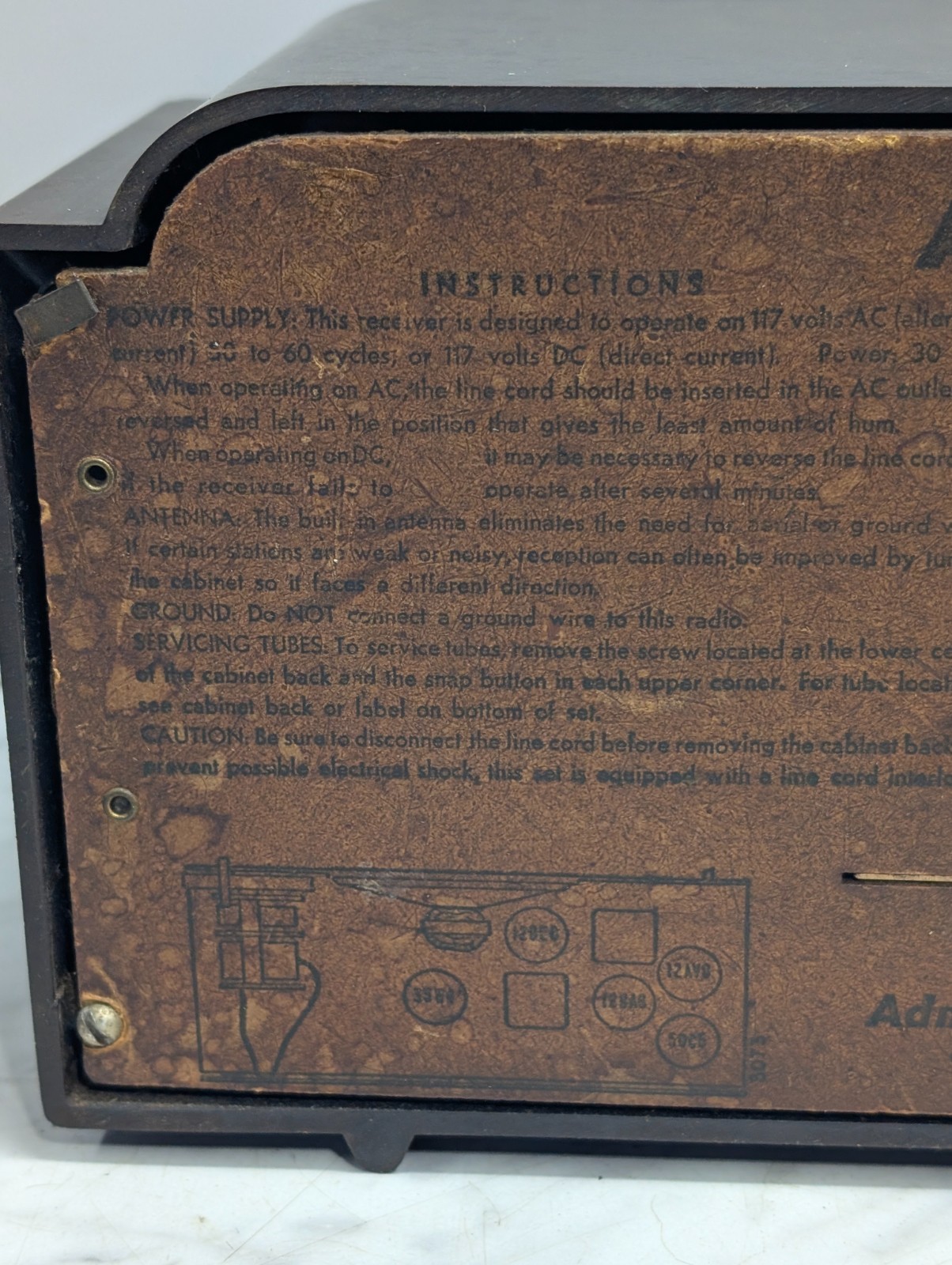 Vintage 1950's Admital MCM AM Radio Table Top 5G32N Model #