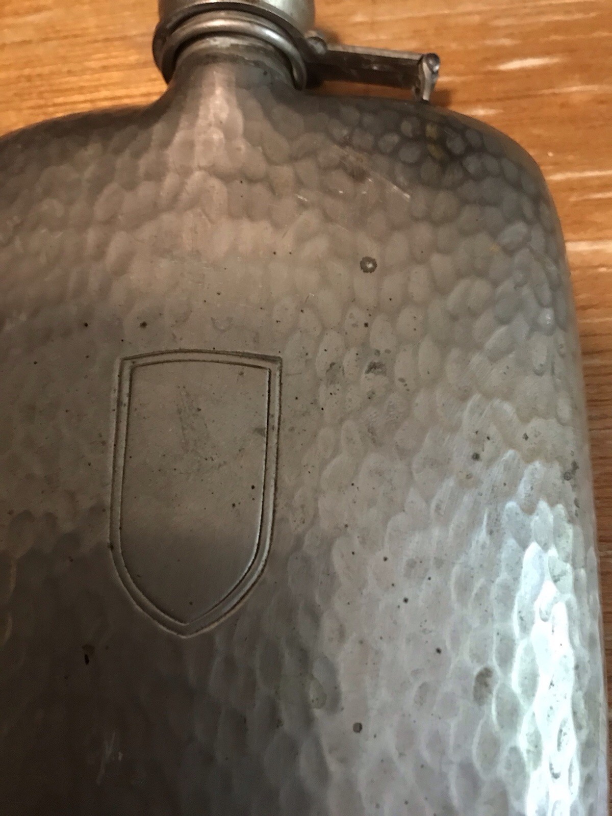 ANTIQUE SIGNED P.C.C.C. 1800’s HAMMERED🔨SILVER PLATE OVER COPPER FLASK L@@K 👀