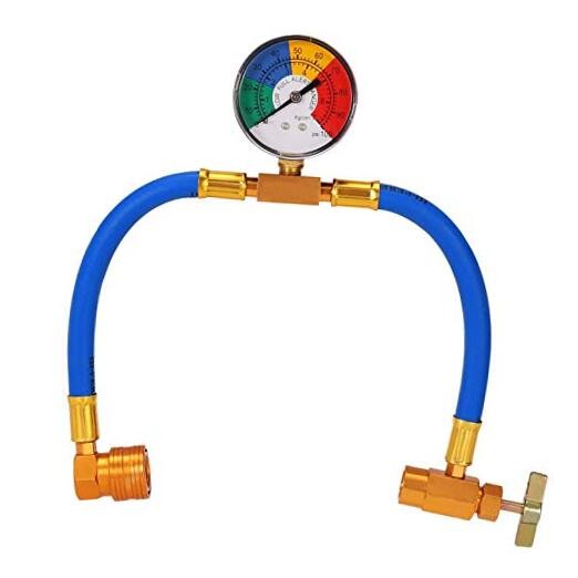 R134A Car AC Refrigerant Charge Hose Kit Recharge Hose with 100PSI+ 15.4Inch