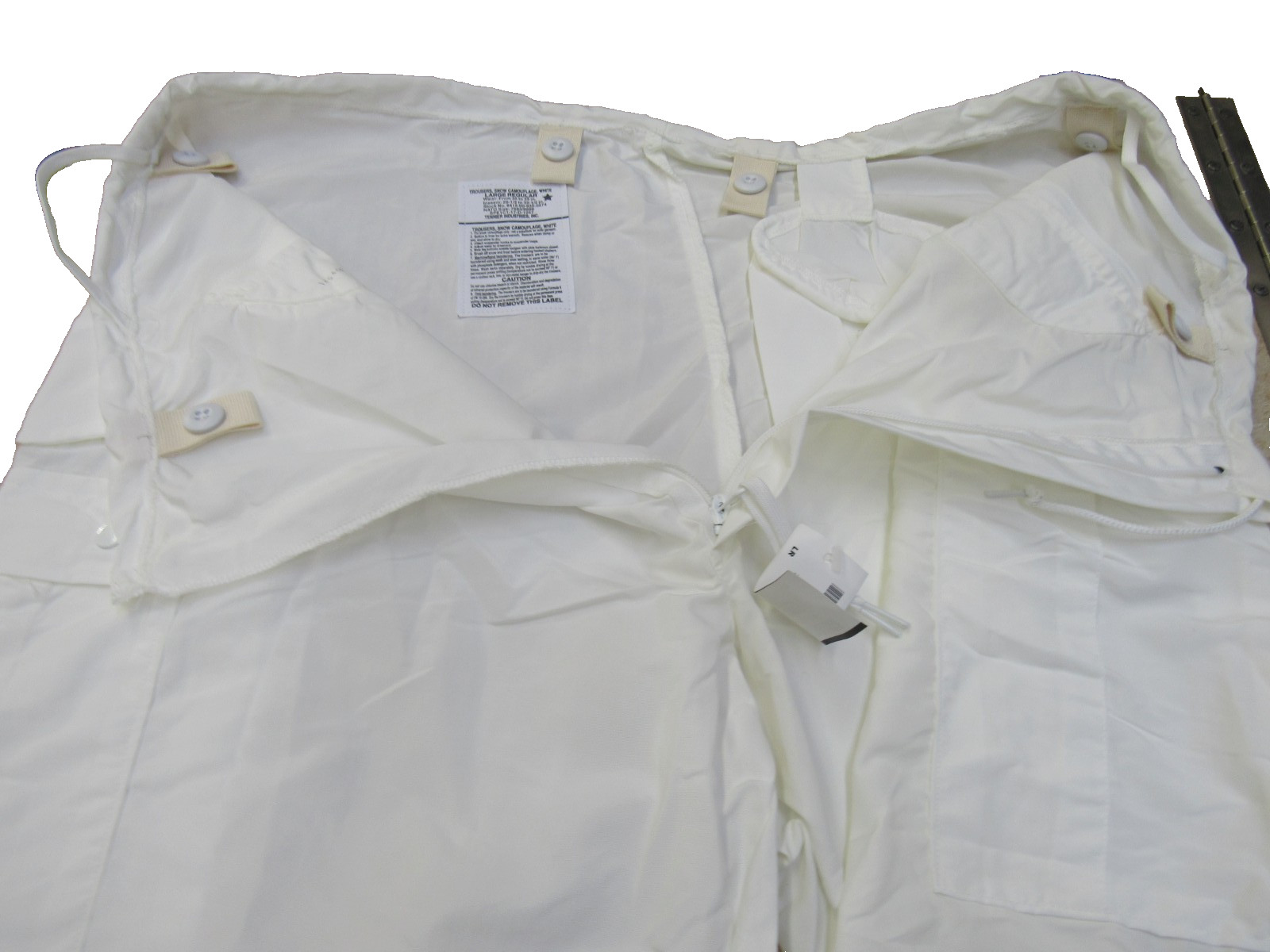 US GI Snow Camo Trousers Pants White Nylon Large Reg Tennier Industries 2018 NOS
