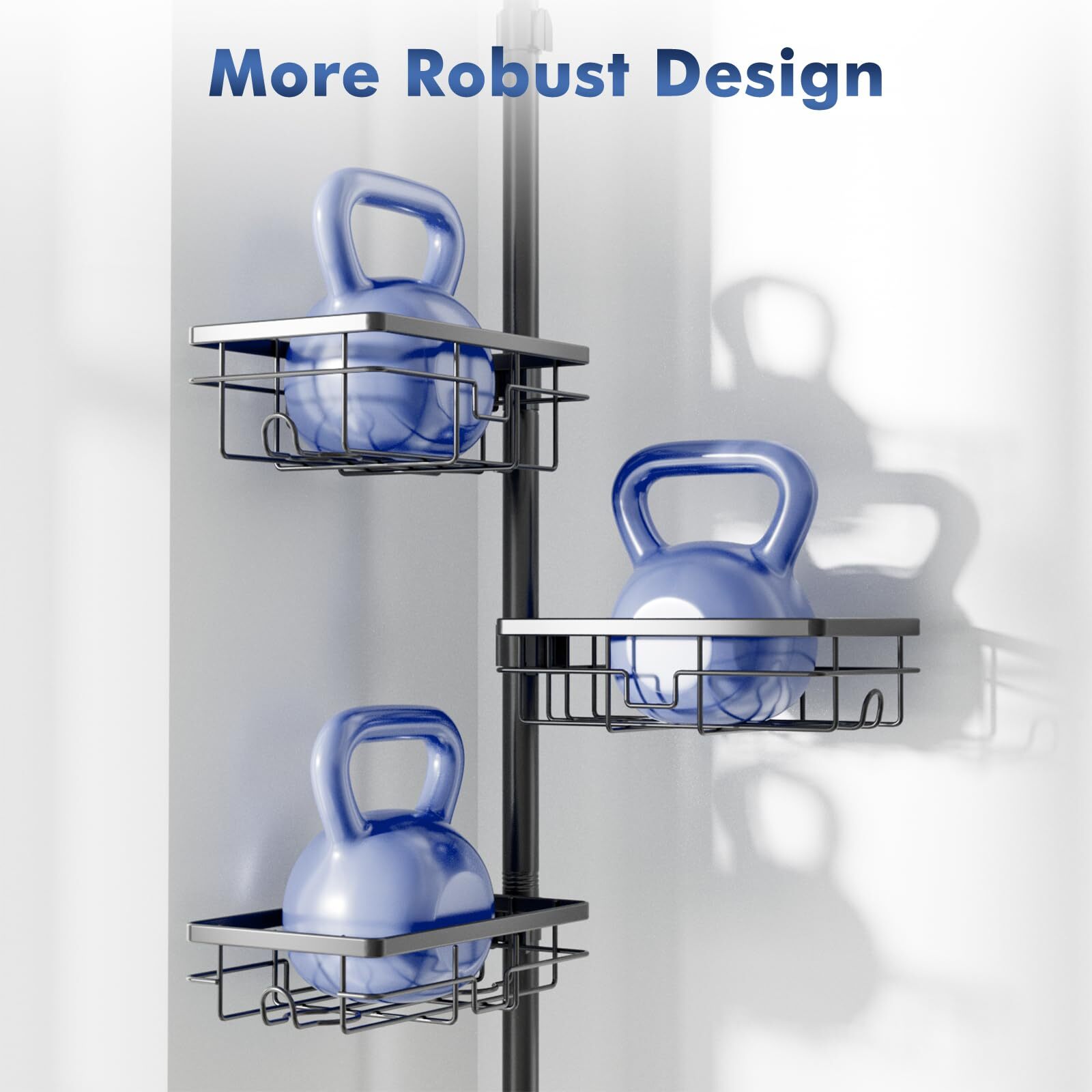 7-Tier Shower Caddy Organizer Tension Pole, Rustproof Corner Shelf for Bathroom