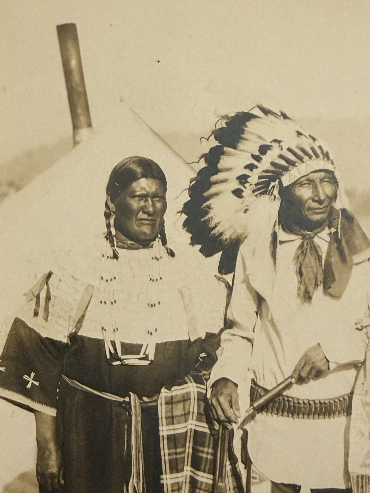 Antique Native American Indian Photograph Titled: "Jack Sits Poor, & Family"