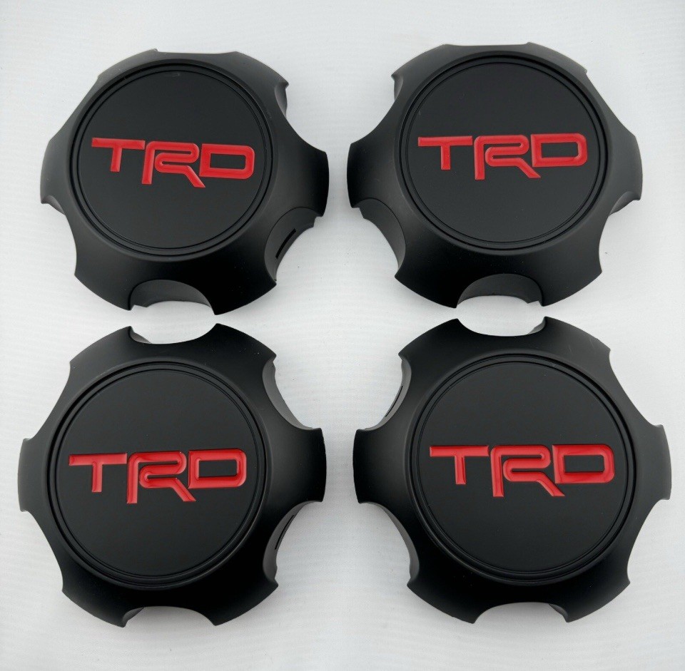 4 Toyota TRD Matte Black Center Cap Set Tacoma 4Runner FJ Cruiser PTR20-35111-BK