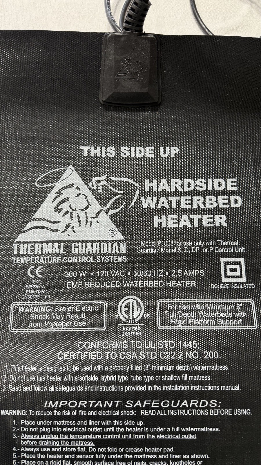 Thermal Guardian Quantum Full Watt (300 Watt) Hardside Waterbed Heater