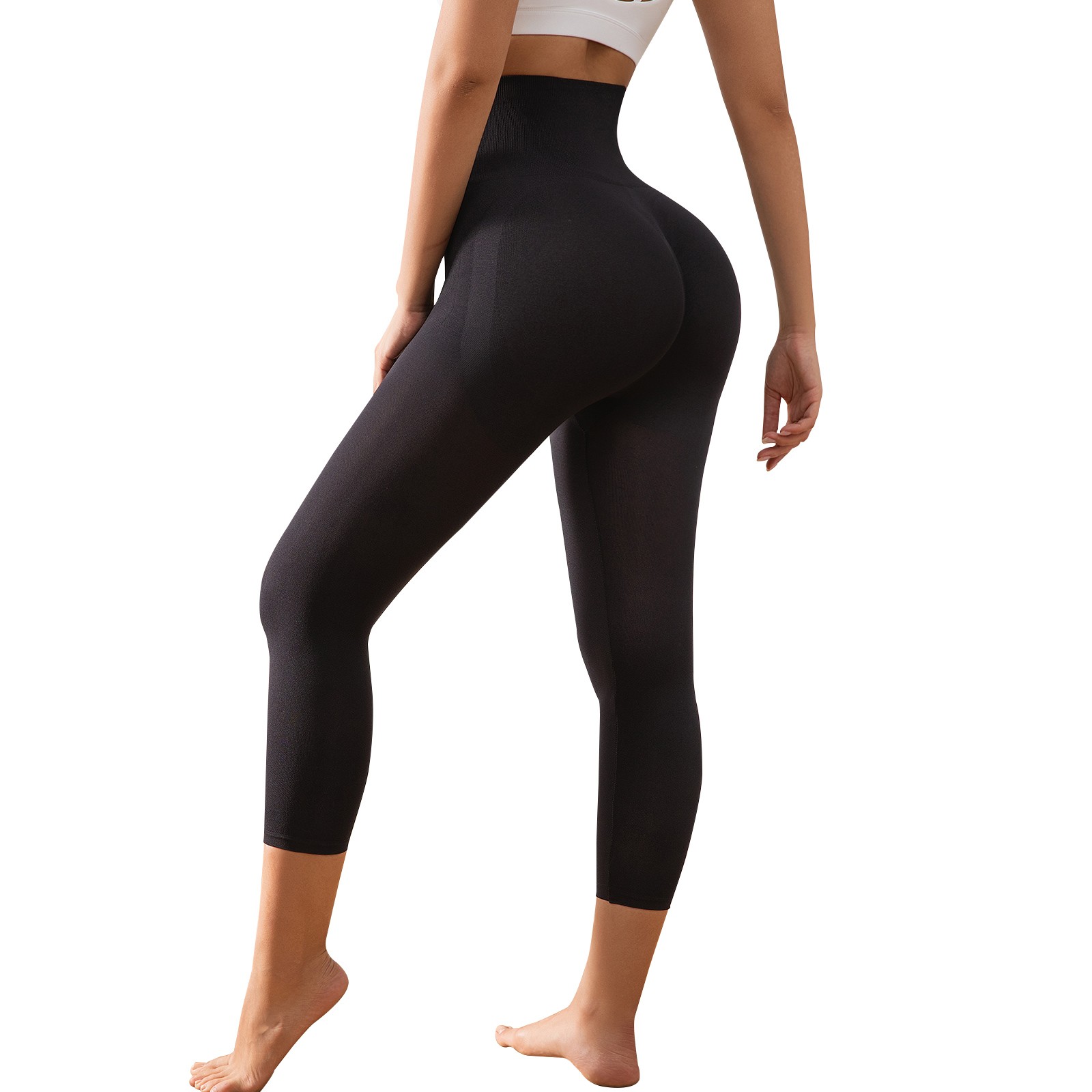Slimming Anti Cellulite Compression Leggings Leg Shaper High Waist Black Capris