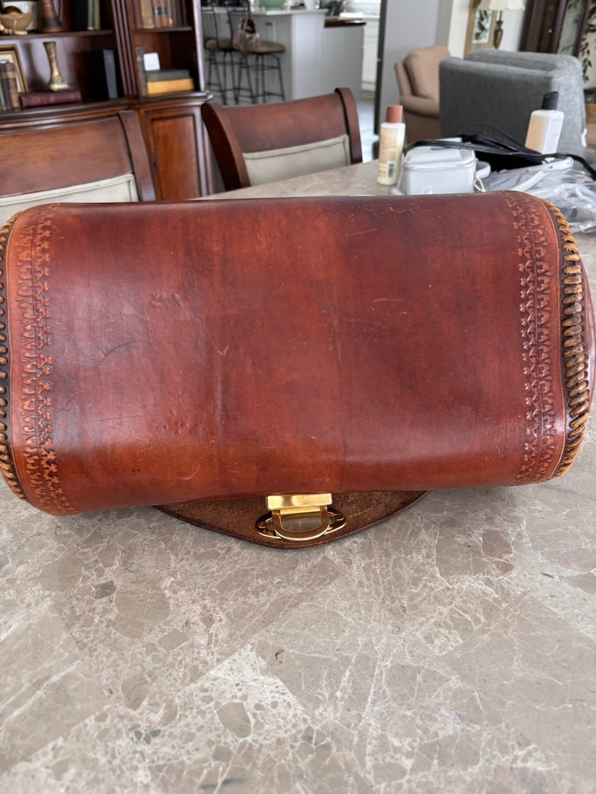 Gorgeous Hand Made Tooled LEATHER Vintage Old Mexico 1950’s Purse Bag