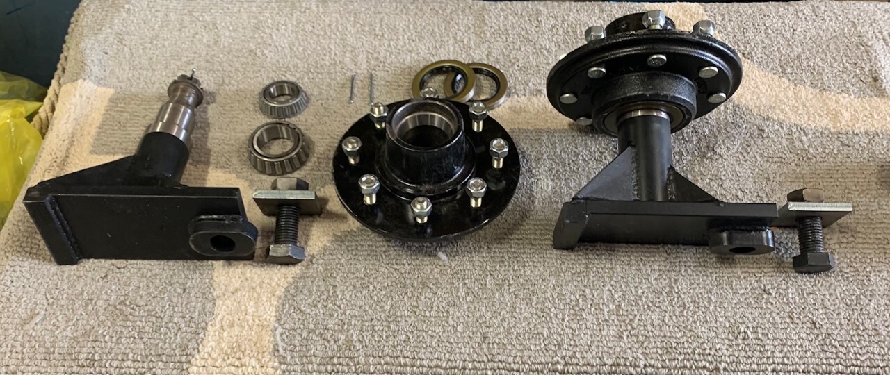 8 x 6.5 Lug 8000LB Shipping Container Wheels, Bolt-on Spindle Kit NEW